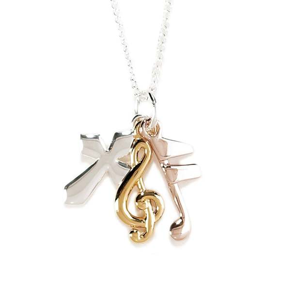 Cross Gifts Jewelry Tri Color Cross Musical Note G Clef Necklace